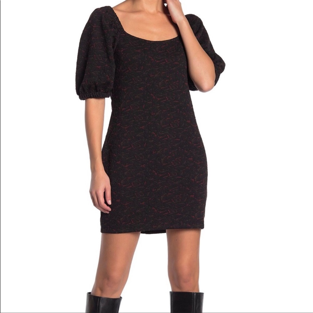 FREE PEOPLE Sunset black/burgundy textured dress - Picture 1 of 7